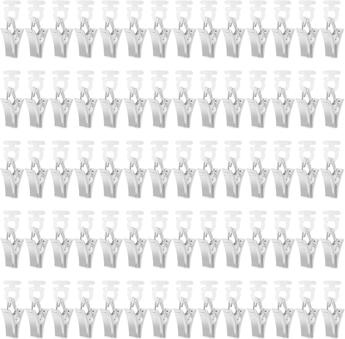 Set van 70 Stuks Gordijnhaken en Gleiters, Geschikt voor Gordijnroedes, Douchegordijnen en Deurgordijnen, Inclusief Clips en Ringen voor Eenvoudige Montage