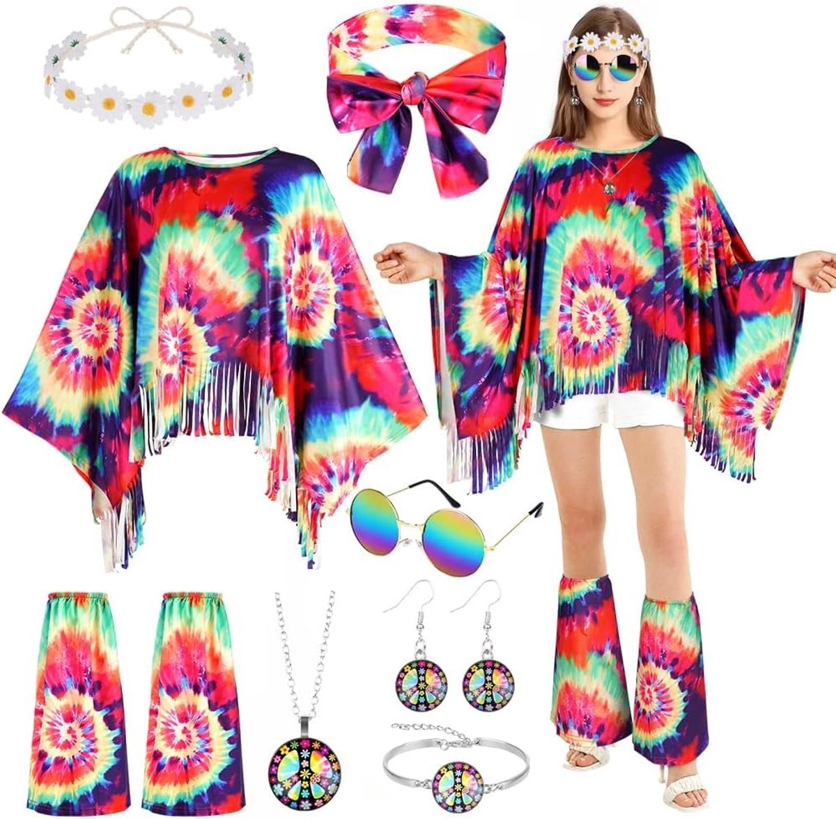 Hippie Kostuum voor Dames met Vintage Stijl, Perfect voor Feestjes en Thema-avonden