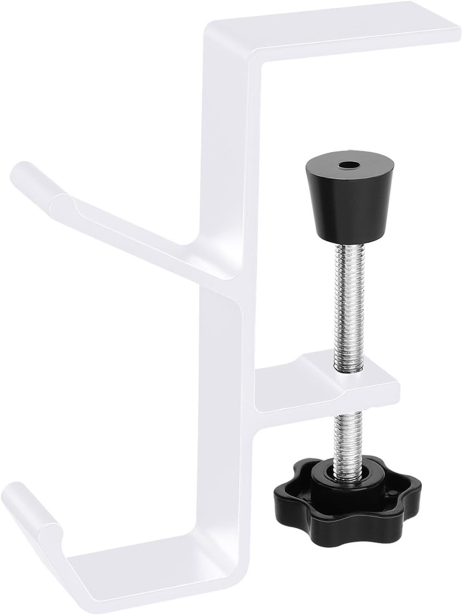Hoofdhanger voor Headsets met Dubbele Haak, Desk Hanger voor Gaming en Muziek, Wit en Stijlvol Design