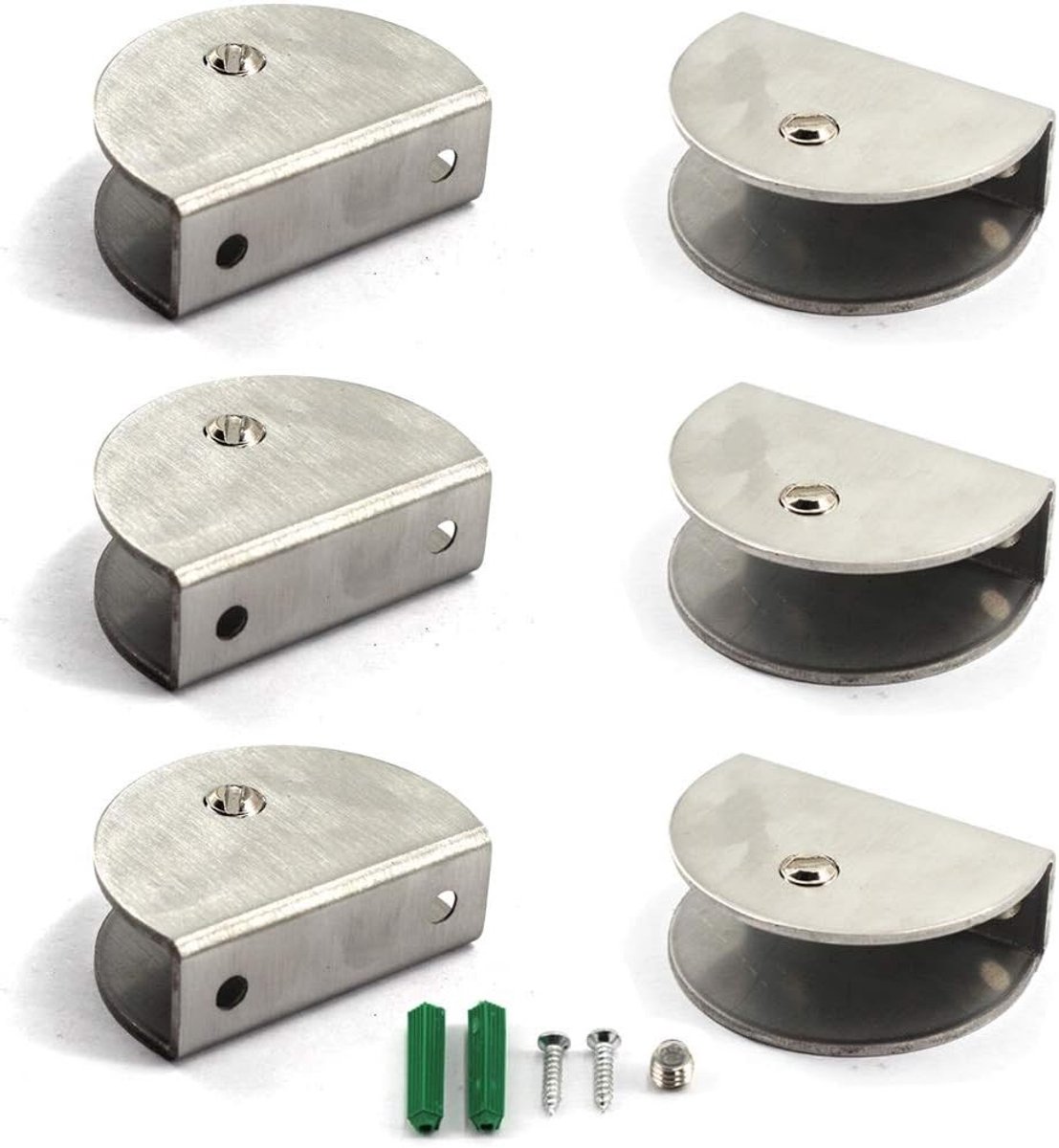 RVS Glazen Planksteunen voor Muurmontage - 8-12mm Glazen Plank Klemmen - Set van 6 Stevige Ondersteuningen voor Glazen Planken