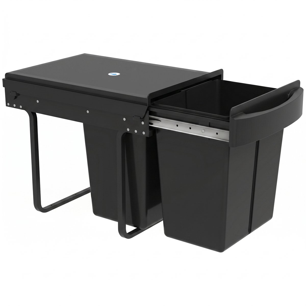 Schuifbare afvalbak voor onder de gootsteen - recyclingbak - 2 x 20 liter - uitneembare binnenemmers - 52 x 33 - 5 x 41 cm - zwart