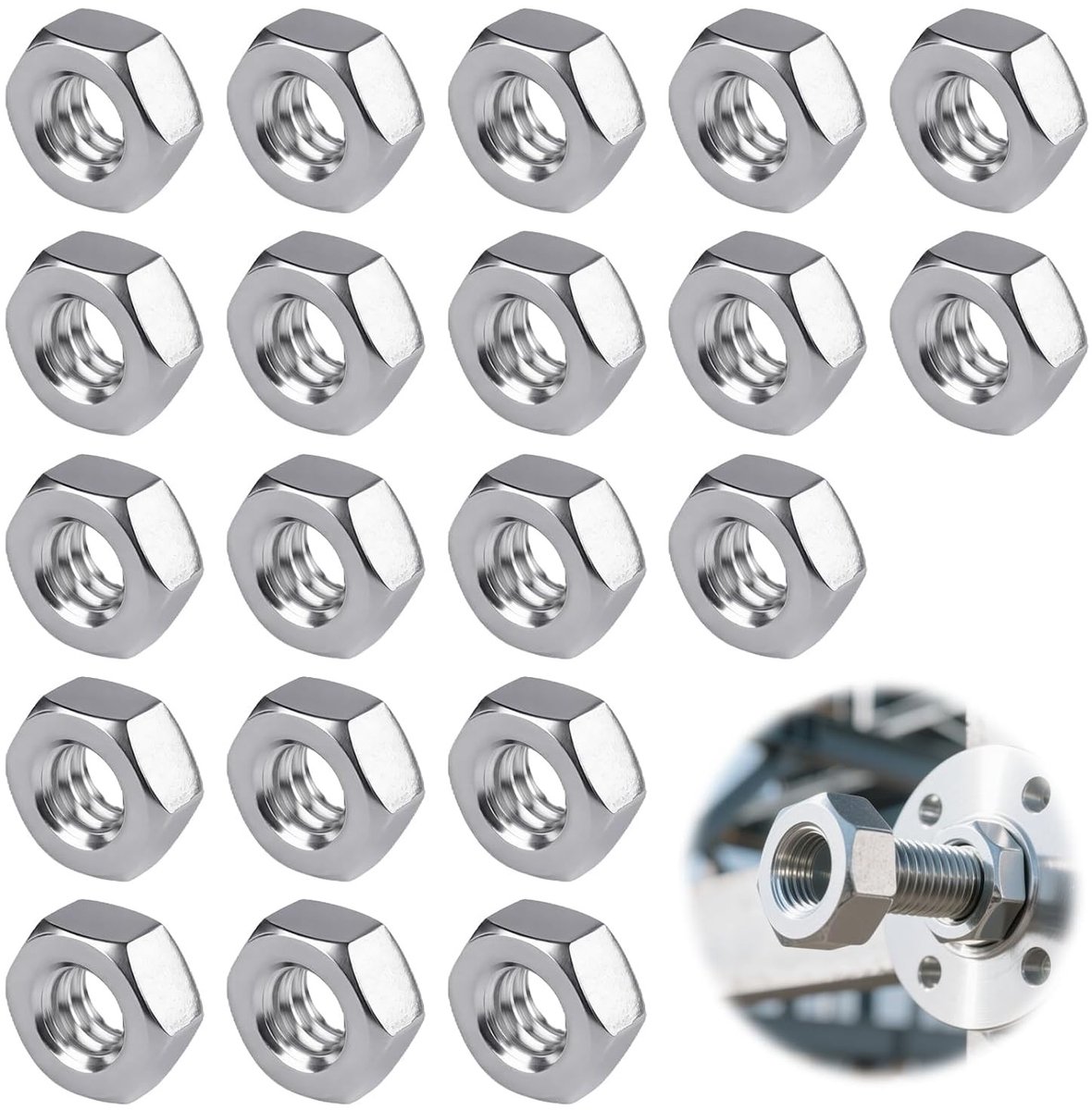 RVS Hex Moeren 1/4 Inch - 20 Stuks voor Camera Statief, Fotostatief en Telescoop - Duurzame Verbindingselementen voor Professionele Toepassingen