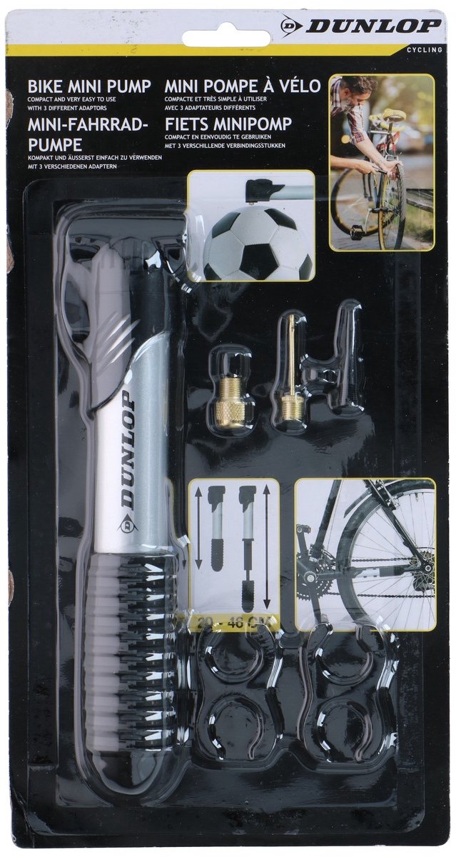Dunlop Mini Fietspomp/Handpomp - 20-46 cm. - Grijs - Max. 6 Bar van Dunlop — afbeelding 3