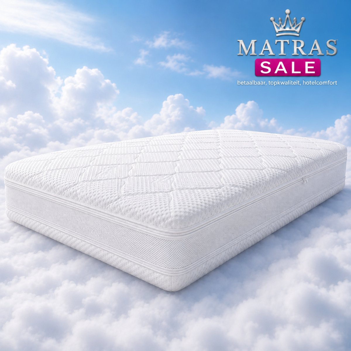 Kidscloud Tencel - Kindermatras - 180 x 200 cm - 25cm dik - 100% metaalvrij wit