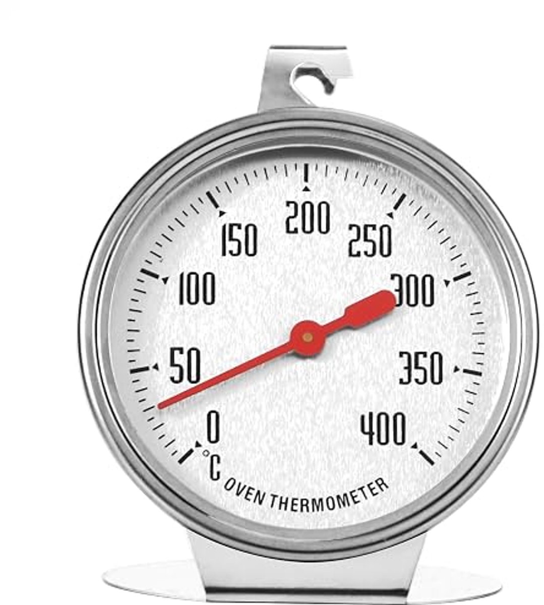 Oventhermometer van roestvrij staal met grote wijzerplaat – Bak- en grillthermometer, meetbereik 0°C tot 400°C – Geschikt voor elektrische ovens