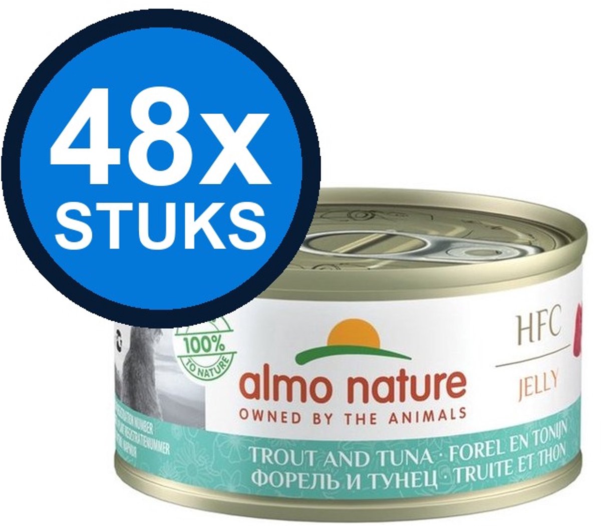 48x Almo Nature HFC Jelly - Forel & Tonijn - Kattenvoer Natvoer - 70g