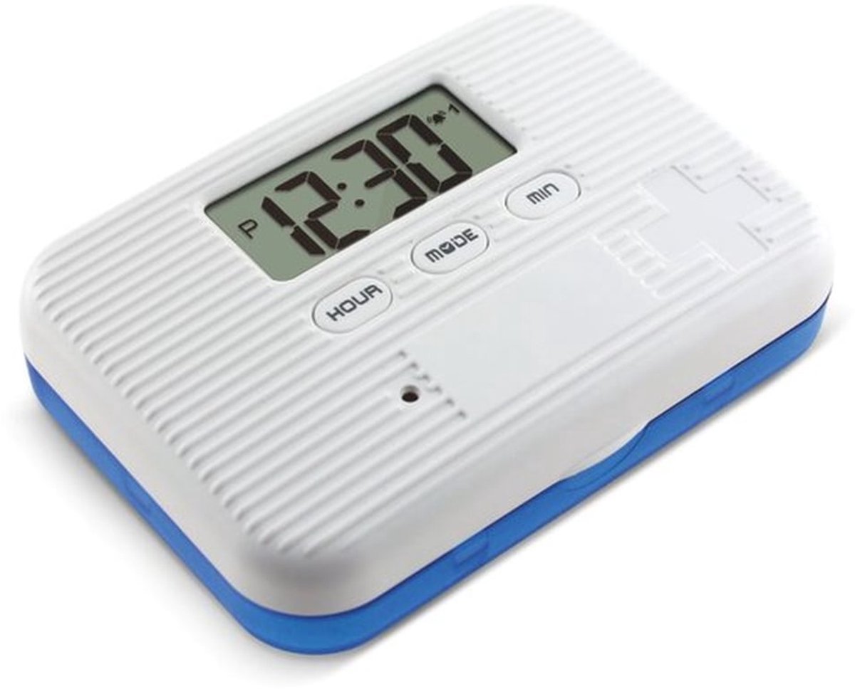 Pillendoos met wekker, elektronische pillendoos, lcd-display, 6 vakjes, digitale medicatieherinnering, draagbare mini-pillendoos met wekker, geschikt voor gebruik buitenshuis - blauw.