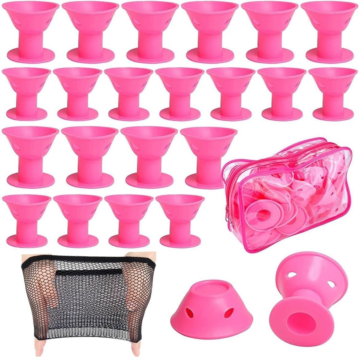 50 Stuks Silicone Haarrollers voor Nachtelijk Gebruik - Warmtevrije Krulset voor Lang en Kort Haar, Perfect voor Haarstyling