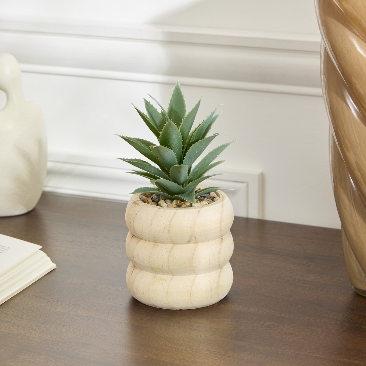 Atmosphera Agave Kunstplant met Pot - Ø10xH18cm - Beige