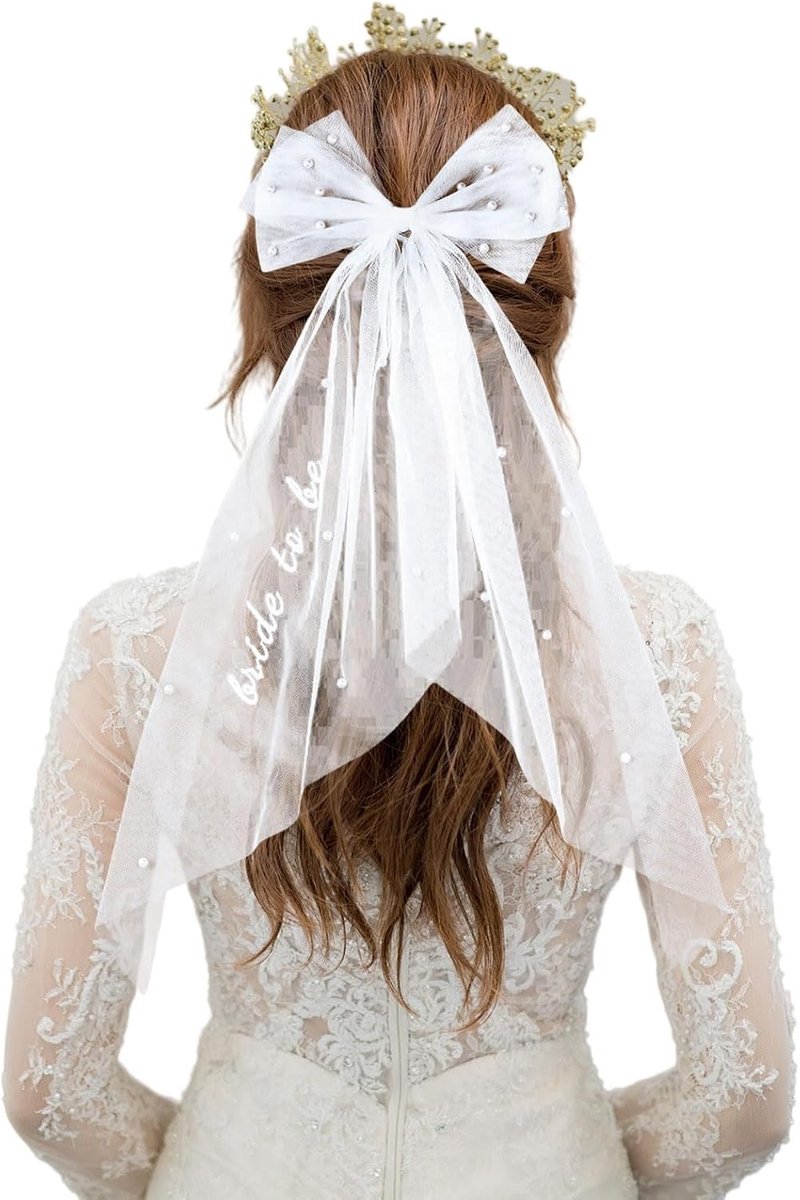 Elegante Tulle Bruidsluier met Twee Lagen Parels voor Huwelijkscadeaus en Vrijgezellenfeesten, Perfecte Accessoires voor Bruidsmeisjes en Bruiden