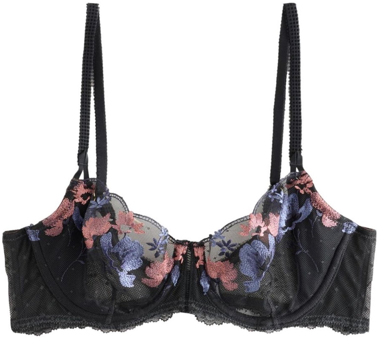 Next Dames - Premium Zwitsers ontworpen geborduurde balkonbeha zonder vulling - Blauw Navy