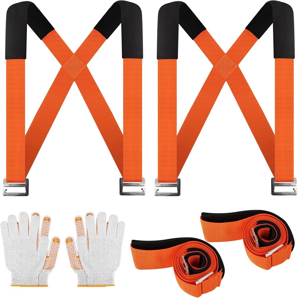Verstelbare tillen en verhuisriemen voor 2 personen, ergonomische schouderbanden met bonus handschoenen, ideaal voor zware meubels en objecten tot 270 kg