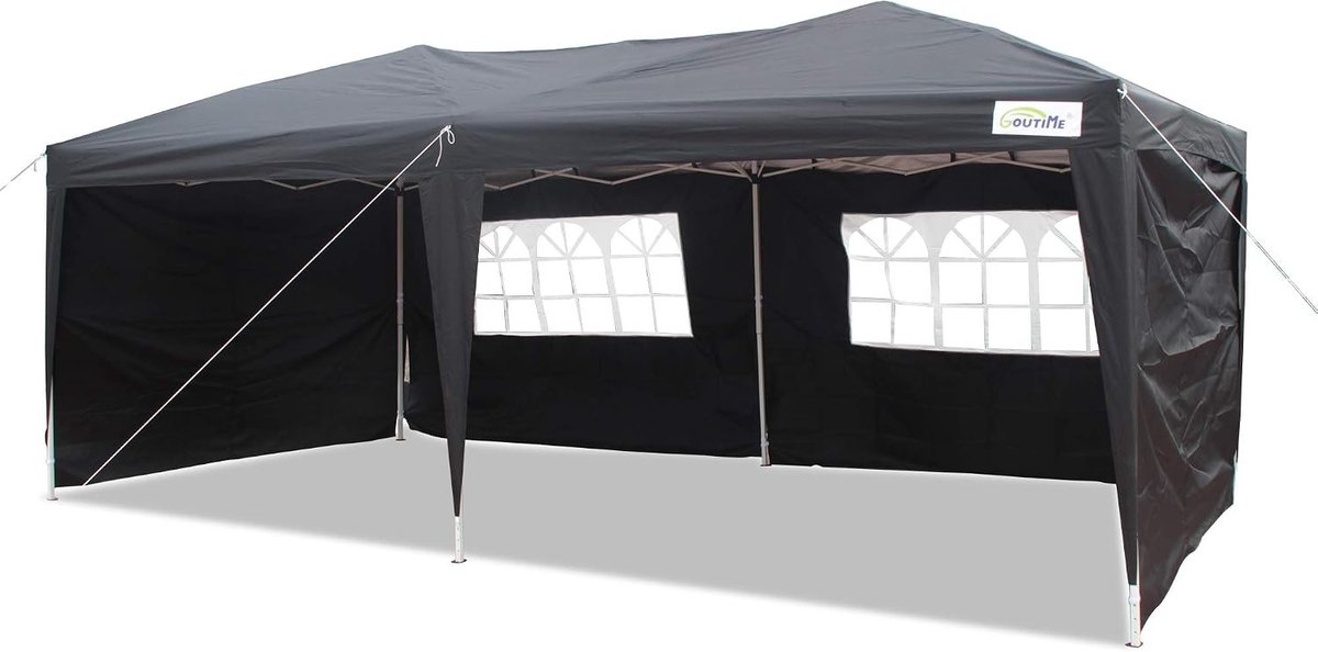 Gemakkelijke opzetbare partytent, trouwtent 3x6m met 4 afneembare zijwanden en tas met wielen, ideaal voor feesten en evenementen