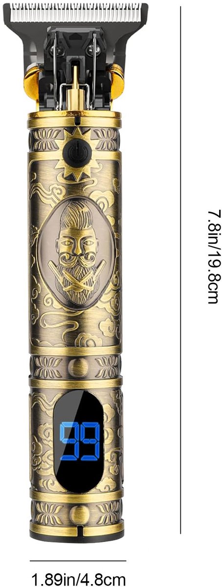 COVREO Multifunctionele tondeuse met T-blad – Haartrimmer set met neus- en scheeropzet – Trimset voor baard, bakkebaarden en neus – 19,8x15x4,8 cm – Goud