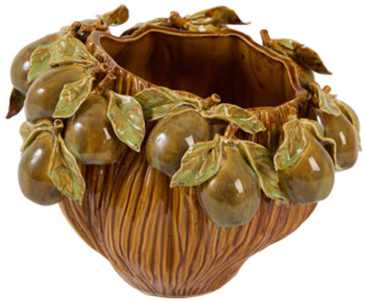 Light&living Vaas deco 27x25x20 cm LOMI keramiek amber-bruin+olijf groen