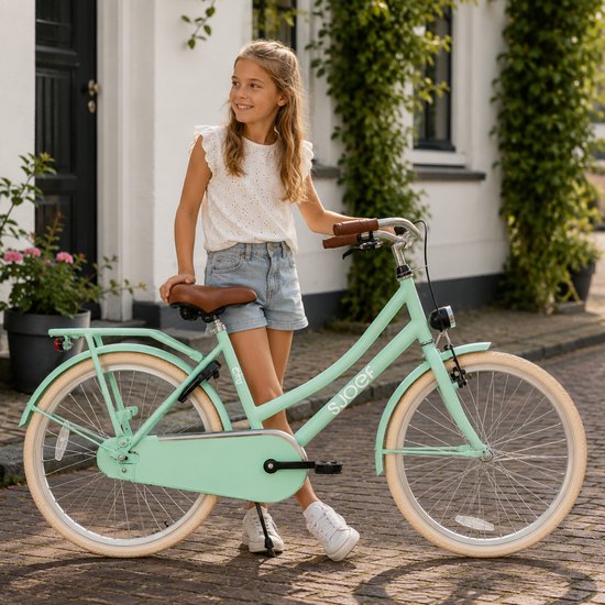 SJOEF City Meisjesfiets 22 inch - Kinderfiets 7, 8 & 9 jaar - LED verlichting - Inclusief Slot - Omafiets 22 inch - Turquoise van SJOEF — afbeelding 5