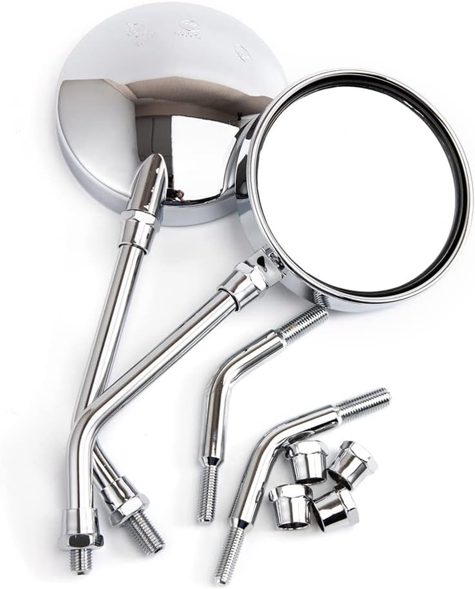 Ronde Chroom Achteruitkijkspiegel voor Motorfiets, Scooter, ATV en Cafe Racer - Perfect voor Bobber en Chopper