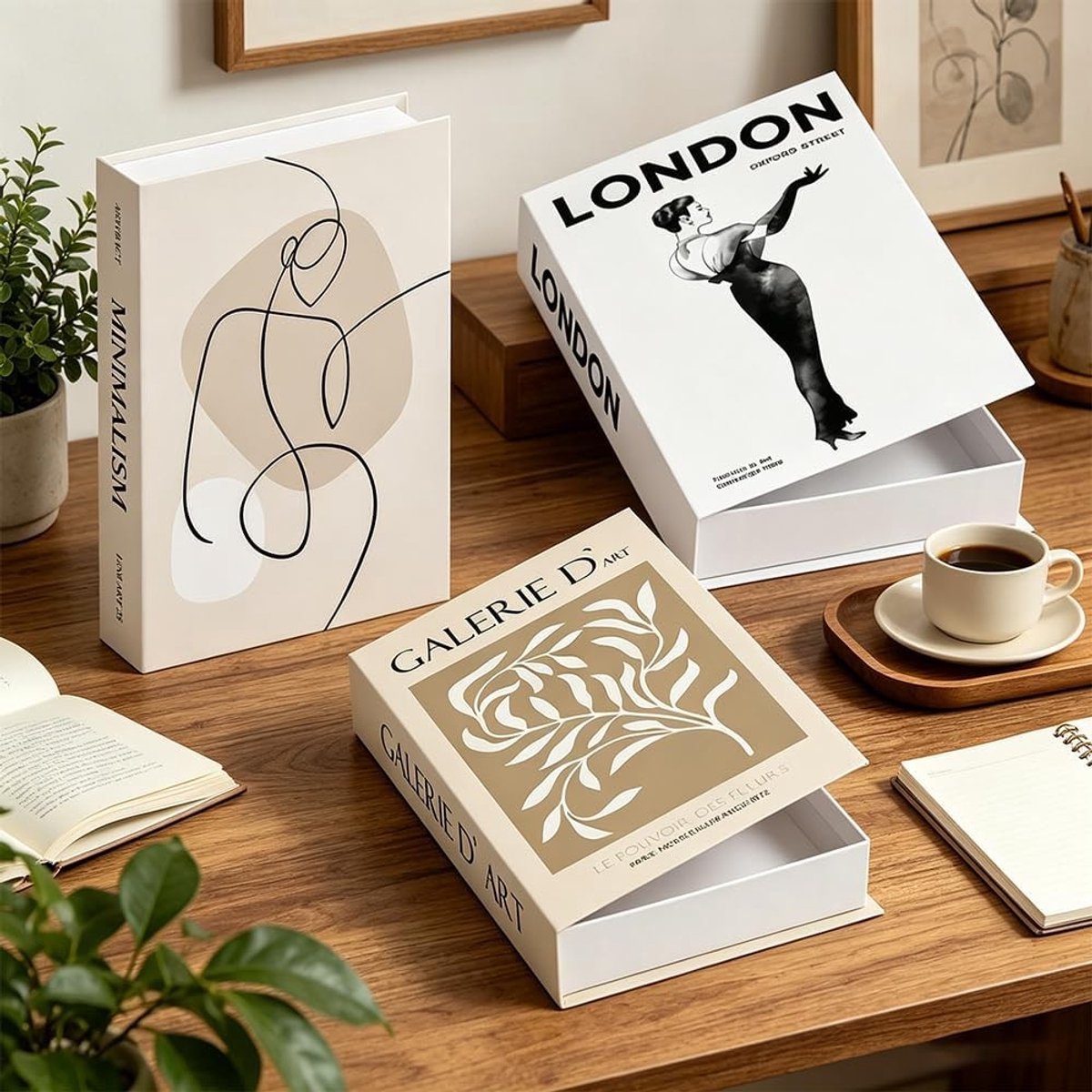 Decoratieve Neppboeken Set van 3, Moderne Boeken voor Thuis, Woonkamer en Interieurdecoratie, Stapelbaar en Stijlvol