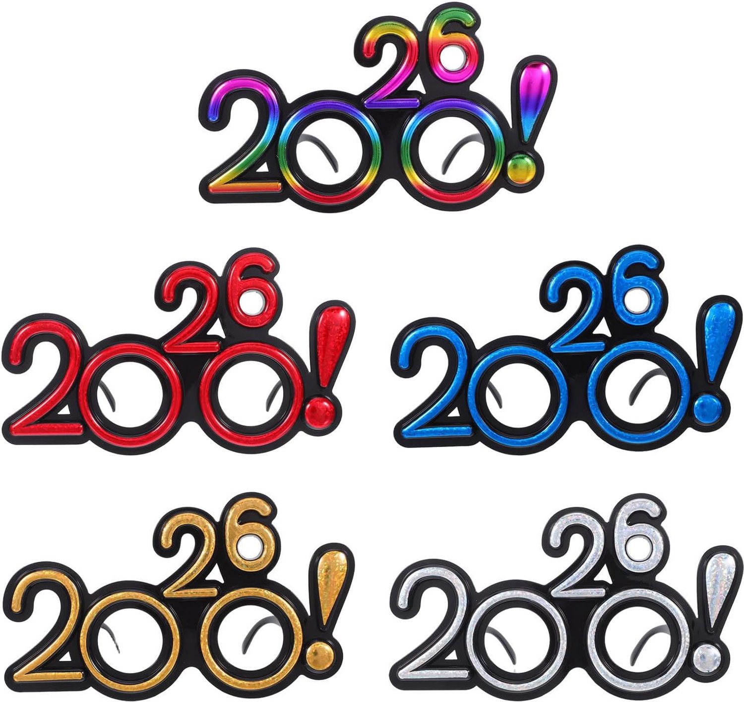 5 Paar Glitter Feestbrillen Met Uitroepteken Lichtgewicht Plastic Decoratiebrillen Voor Nieuwjaarsfeest Afstudeerfeest Carnavalskostuum Universele Passend