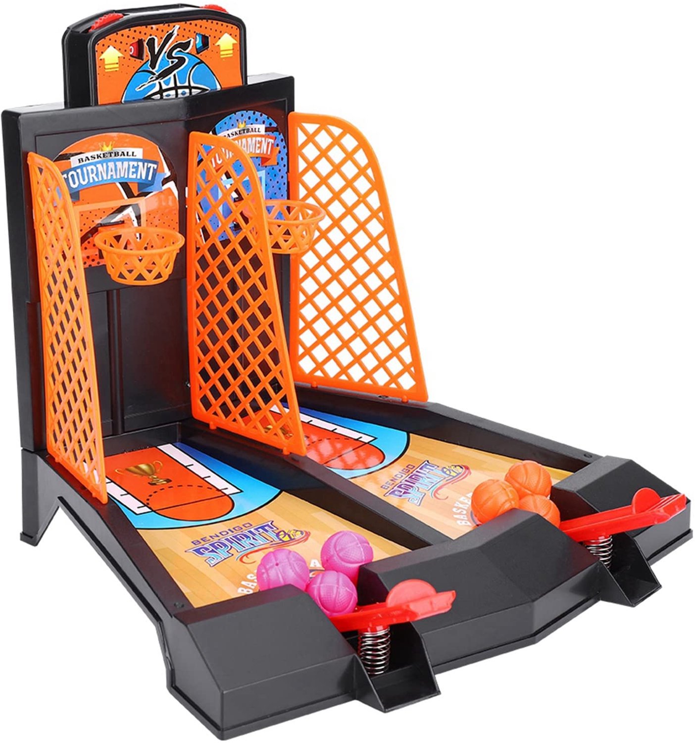 Basketball Shooting Game, 2-Player Kids Basketball Tabletop Arcade Game Desktop Intelligence Toy Set with 6 Balls