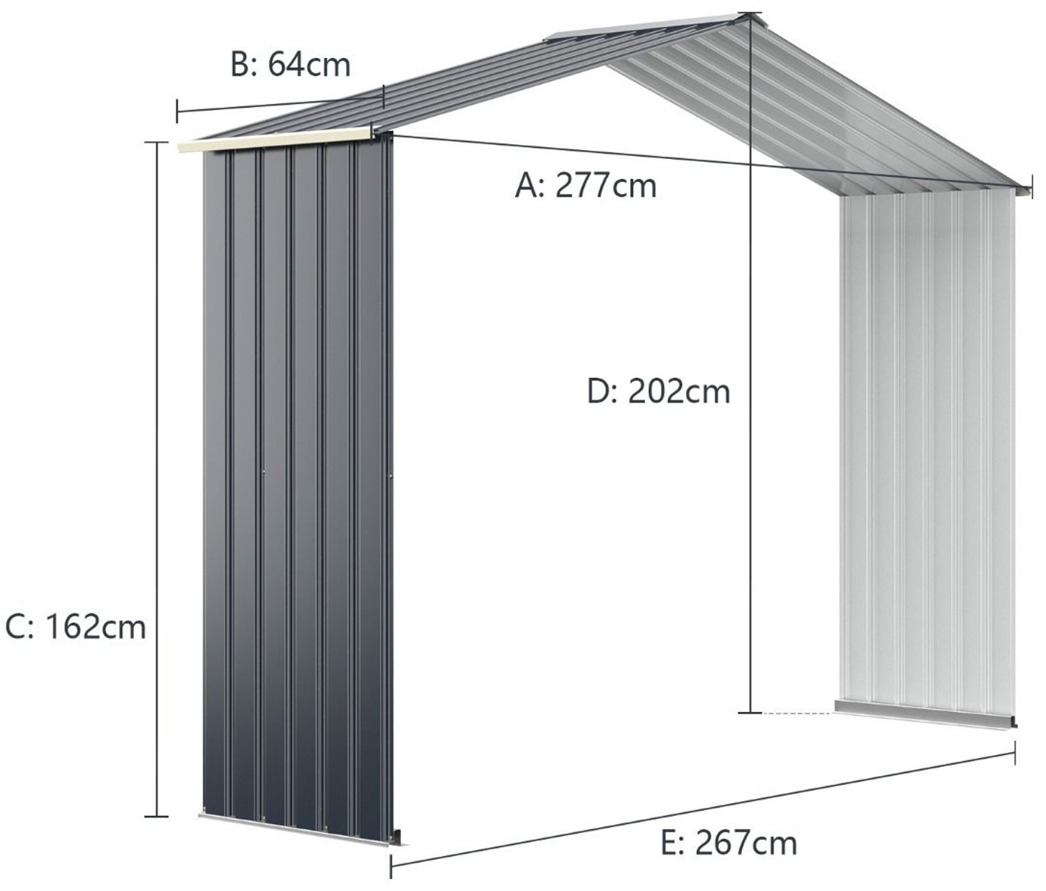 SureDeal® - Opbergkast - Uitbreidingsbox - Gereedschapsschuur Metaal Vergroot - 277x64x202 cm - Grijs
