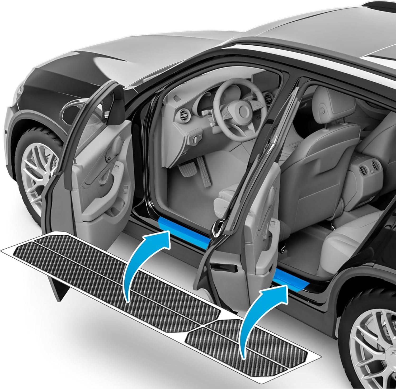 Deurbescherming VW Tiguan 3 (III) CT I 2024-2025 - Beschermfolie - Carbon zwart - Bescherming tegen krassen - ShopVlot