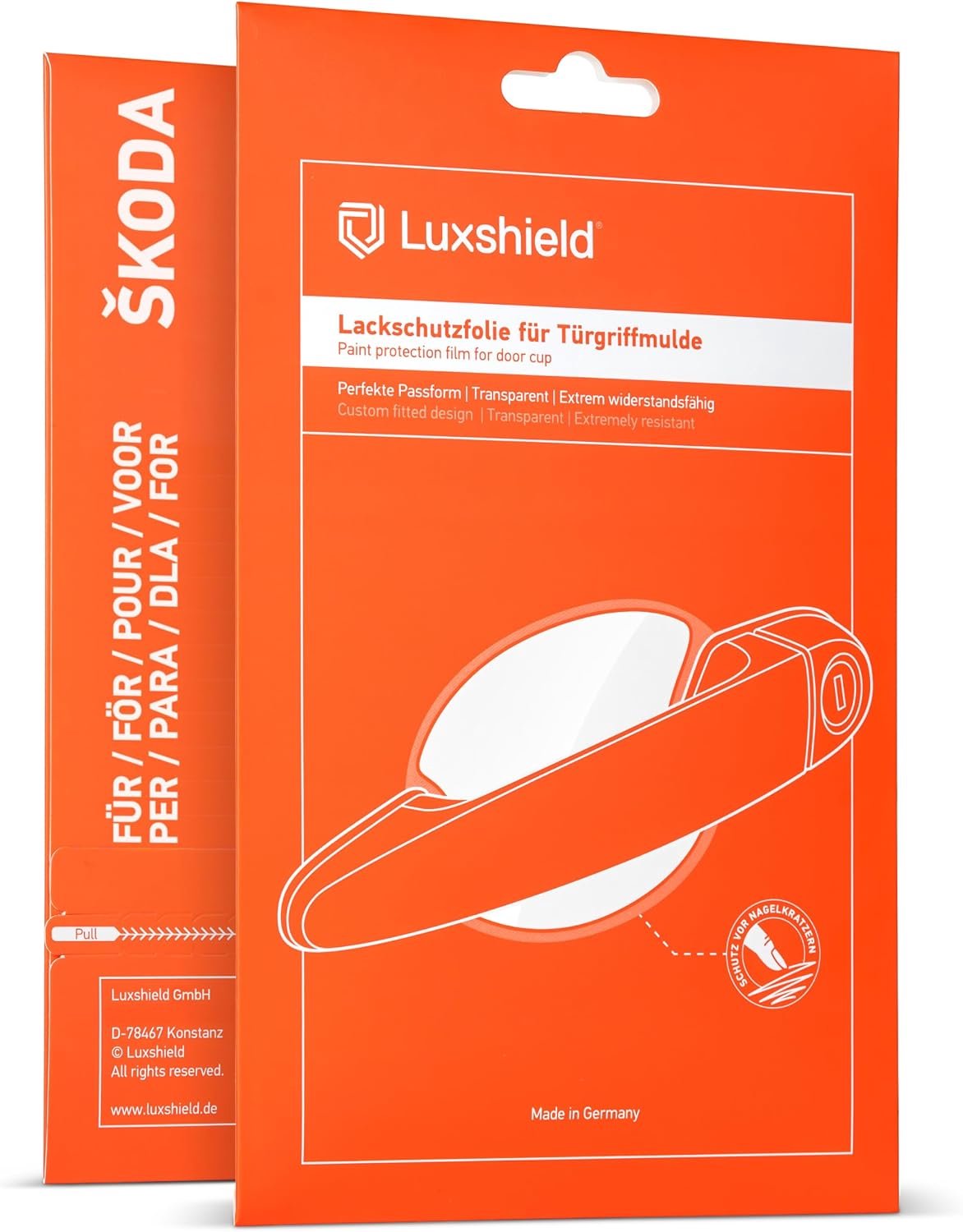 Luxshield Car Door Handle Cutout Protective Film for Skoda Kodiaq 2 (II) PS7 I 2023-2026 - Scratch Protection, Paint Protection Film - Transparent Glo