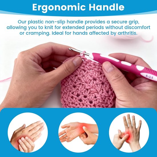 Complete Haaknaalden Set van 9 Stuks, Ergonomische Handgreep, Ideaal voor Beginners en Liefhebbers van Breien en Haken, Perfect voor Sjaals, Truien en Handschoenen — afbeelding 3