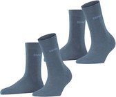 Esprit Uni 2-Pack eenkleurig katoen multipack sokken dames blauw - maat 39-42