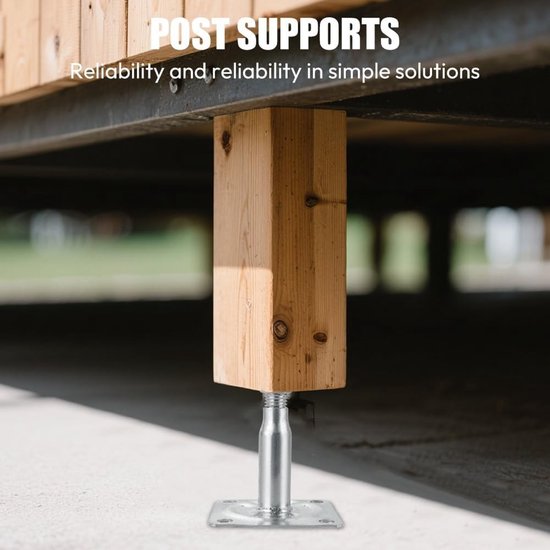 Set van 4 Verstelbare Paalsteunen, Gegalvaniseerd 100-150 mm, Ideaal voor Betonfunderingen, Ondersteuning voor Schuren en Carports, Verstelbare Steunpalen voor Constructie — afbeelding 3