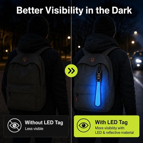 4 stuks LED knipperlicht schooltas: 3 modi USB oplaadbaar reflecterende hanger, veiligheidslicht reflectoren schooltas, waterdichte reflector hanger voor rugzak, wandelen, groen, blauw — afbeelding 3
