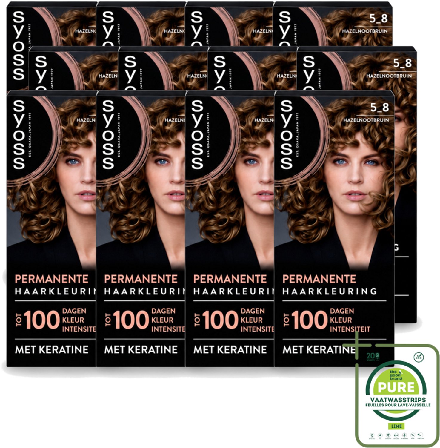 12 x SYOSS - Coloration 5-8 Hazelnootbruin - Haarverf - Grijsdekking - Vermindert Haarbreuk - Grootverpakking - Vaatwasstrips - Permanente Haarkleuring - Haarkleur - Grijsdekking - Keratine - Haarkleur Intensiteit