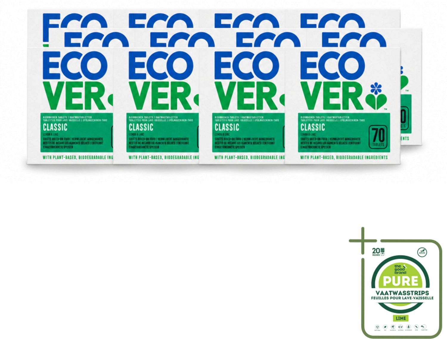 12 x Ecover - Vaatwastabletten Classic - Citroen & Limoen - 70 Tabs - Grootverpakking - Vaatwasmiddel - Vaatwastablet - Citroen En Limoen - Milieuvriendelijk - Fosfaatvrij
