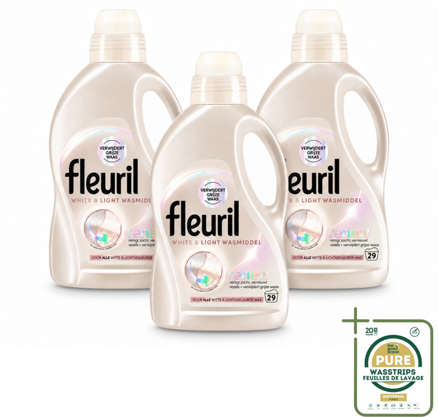 3 x Fleuril - Wasmiddel - White & Light Wasmiddel - Witte & Lichte Was - 29 wasbeurten - Wasstrips - Wit Wasmiddel - Lichte Was - Fleuril - Wasmiddel Voor Witte Kleding - Wasmiddel Voor Lichte Stoffen