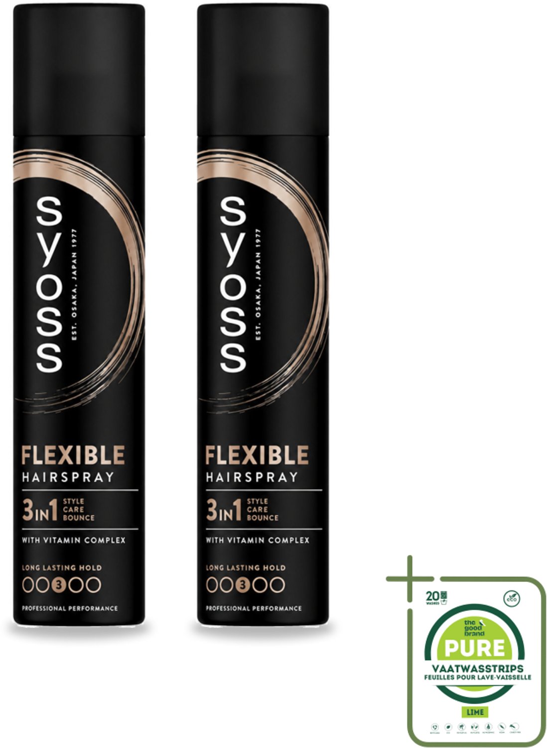 2 x Syoss - Hold & Flex - Haarspray - Flexibele Fixatie - 300 ml - Grootverpakking - Haarspray - Flexibele Fixatie - Natuurlijke Finish - Haar Verzorging - Haar Stijfheid