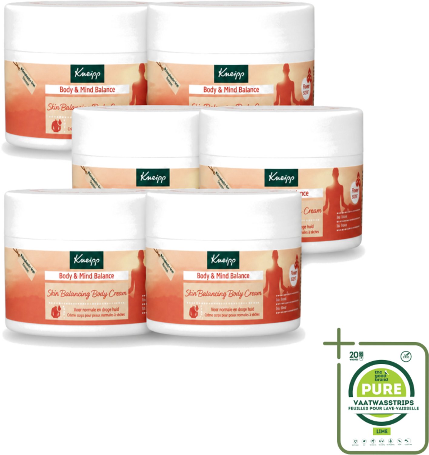 6 x Kneipp - Body crème - Body & Mind Balance - Iris & Vetiver - 200 ml - Grootverpakking - Vaatwasstrips - Kneipp Bodycrème - Balans - Ontspanning - Huidverzorging - Iris