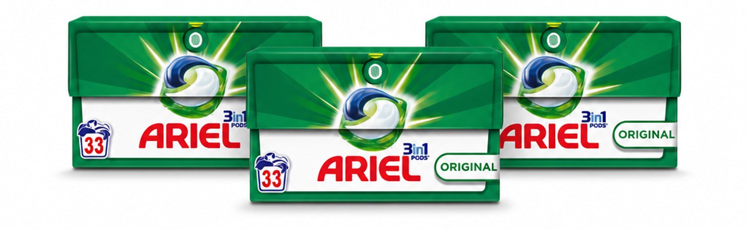 3 x Ariel - 3in1 Wasmiddel Pods - Original - 33 Pods - Voordeelverpakking - 3 stuks