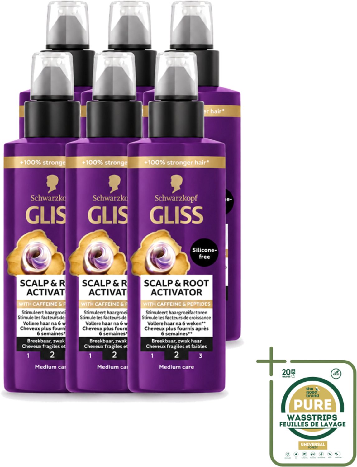 6 x Gliss - Scalp & Root Activator - Siliconenvrij - Voor Gezonde Hoofdhuid - 100 ml - Wasstrips - Haarschade - Haarwortel Activator - Haargroei Stimuleren - Gezonde Hoofdhuid - Haarversterking