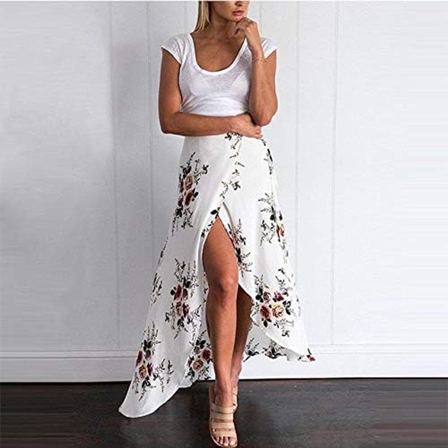 skirt Long Skirt Female Casual Bohemian Beach Summer Long Skirt Female Button Split Street Wear Fringed Sexy Skirt