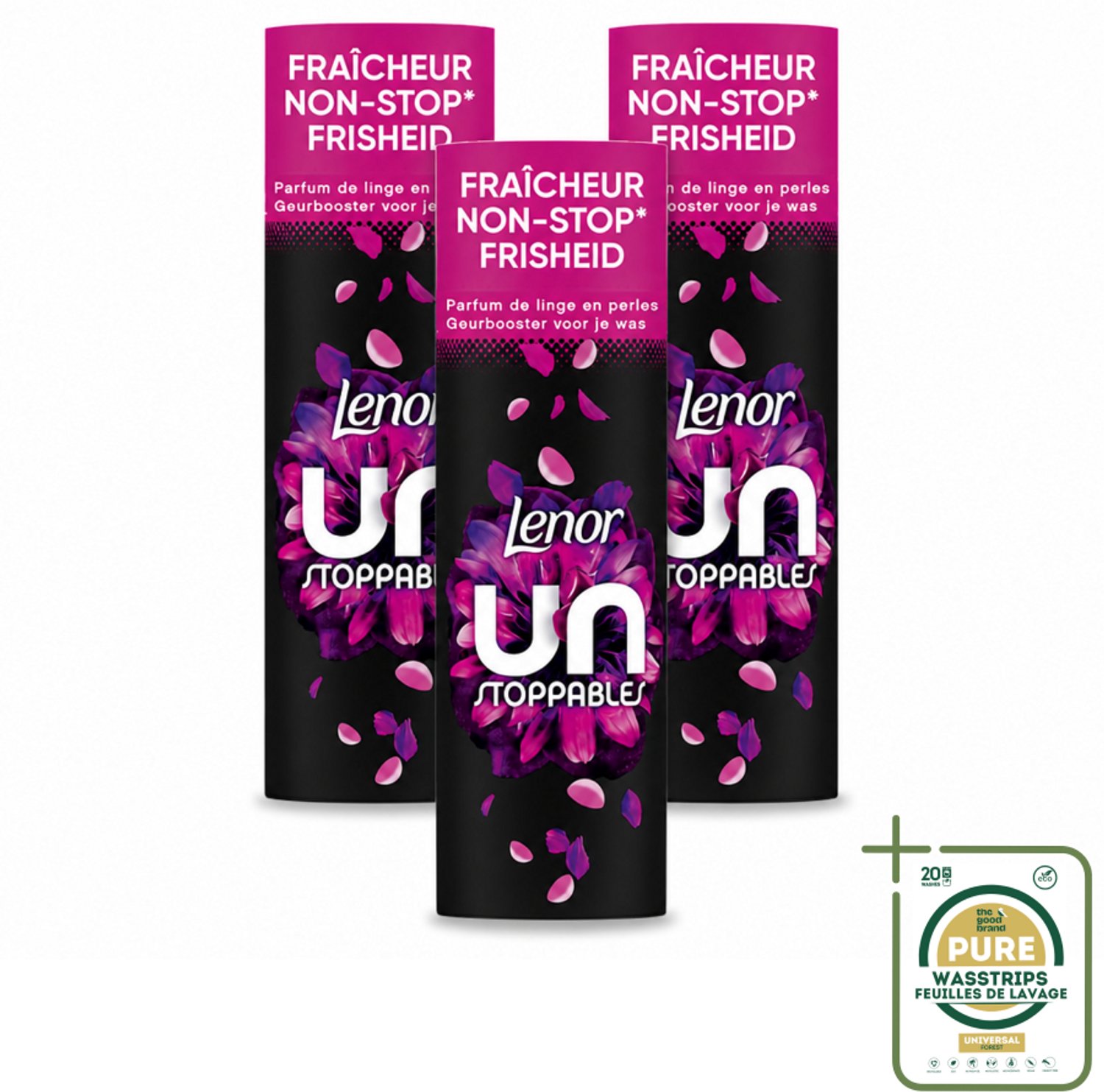 3 x Lenor Unstoppables - Geurbooster - Bloemen Fris - Non-Stop Frisheid - 19 Wasbeurten - Wasstrips - Geurbooster - Bloemenfris - Wasgeur - Langdurige Frisheid - Wasmiddel