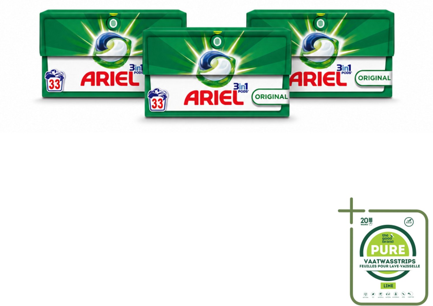 3 x Ariel - 3in1 Wasmiddel Pods - Original - 33 Pods - Grootverpakking - Vaatwasstrips - Wasmiddel - Waspod - Reinigen - Vlekken Verwijderen - Koud Water