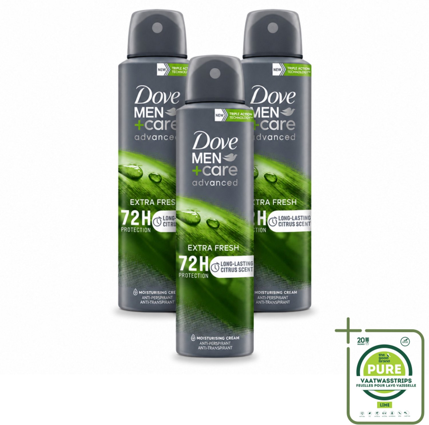 3 x Dove Men+Care Deodorant Spray - Extra Fresh - 150 ml - Grootverpakking - Anti-zweet - Geurcontrole - Huidverzorging - Mannelijke Deodorant - Spray