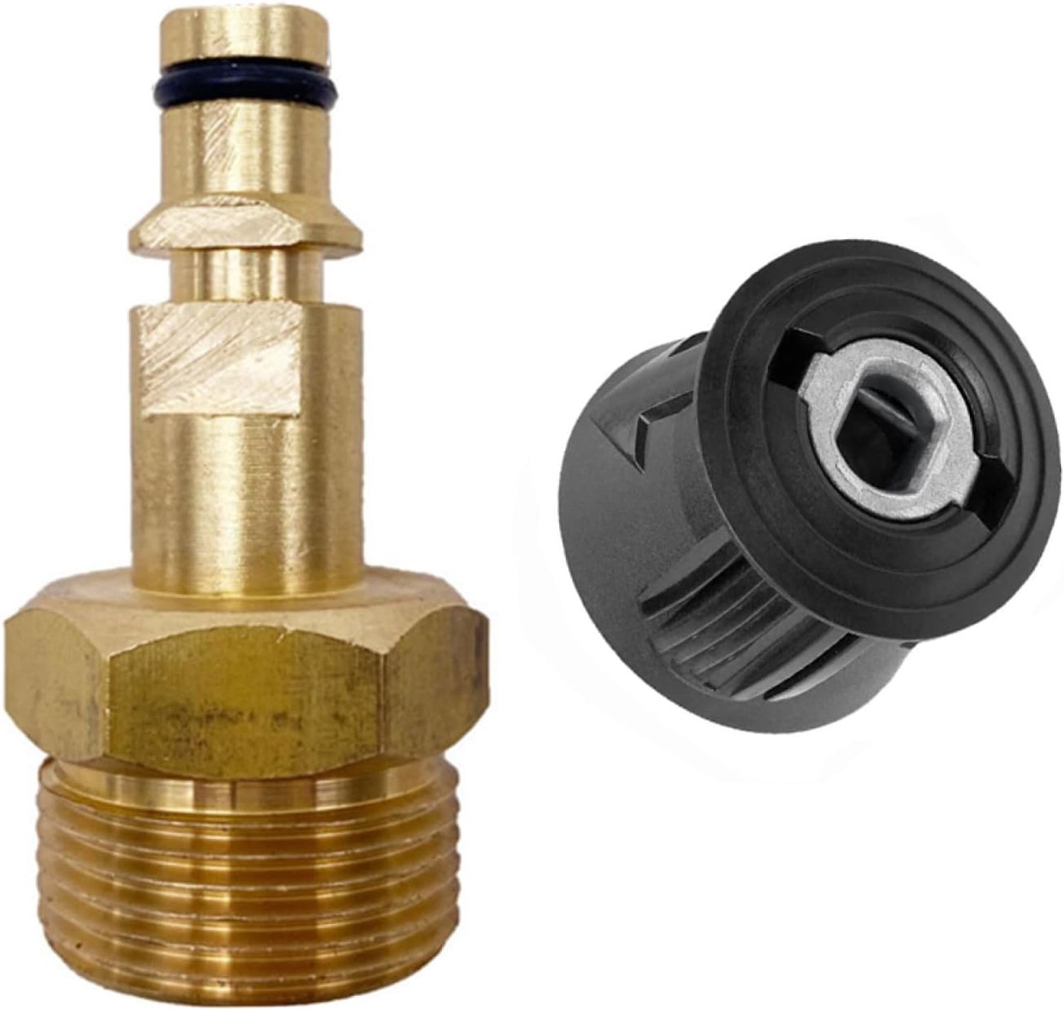 Hogedrukreiniger Quick Connect Adapter, Messing M22 Slang Snelkoppeling voor hogedrukreinigerpistool en slangomzetting, compatibel met Karcher, M22 schroefdraadadapter+frees