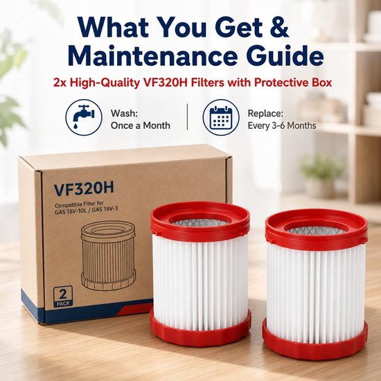 2 stuks vervangende HEPA-filters voor Bosch stofzuiger GAS18V-3 / GAS18V-10L, vervangingsfilter voor Bosch VF320H, stofzuigeraccessoires, wasbaar en herbruikbaar — afbeelding 4