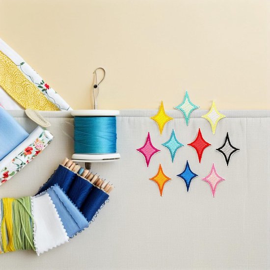 40 Stuks Delige Kleurrijke Geborduurde Sterren Opstrijkbare Patches Kleine Vierpuntige Stervormige Decoratieve Stoffen Applicaties Duurzaam Eenvoudig Te Bevestigen voor Jas Jeans — afbeelding 3