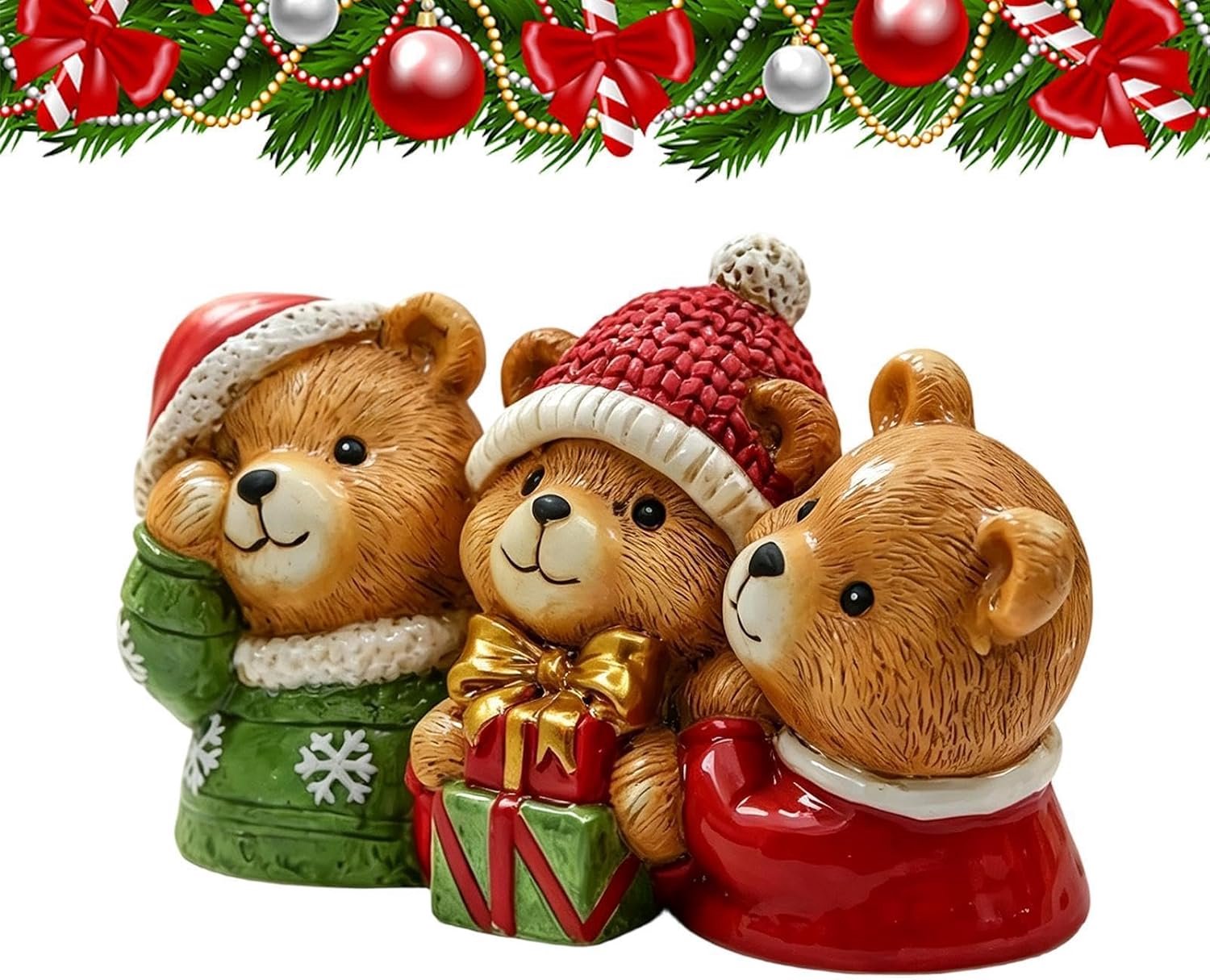 Kerstbeer Figuur Schattige Beer Met Kerstmuts Seizoensdecoratie