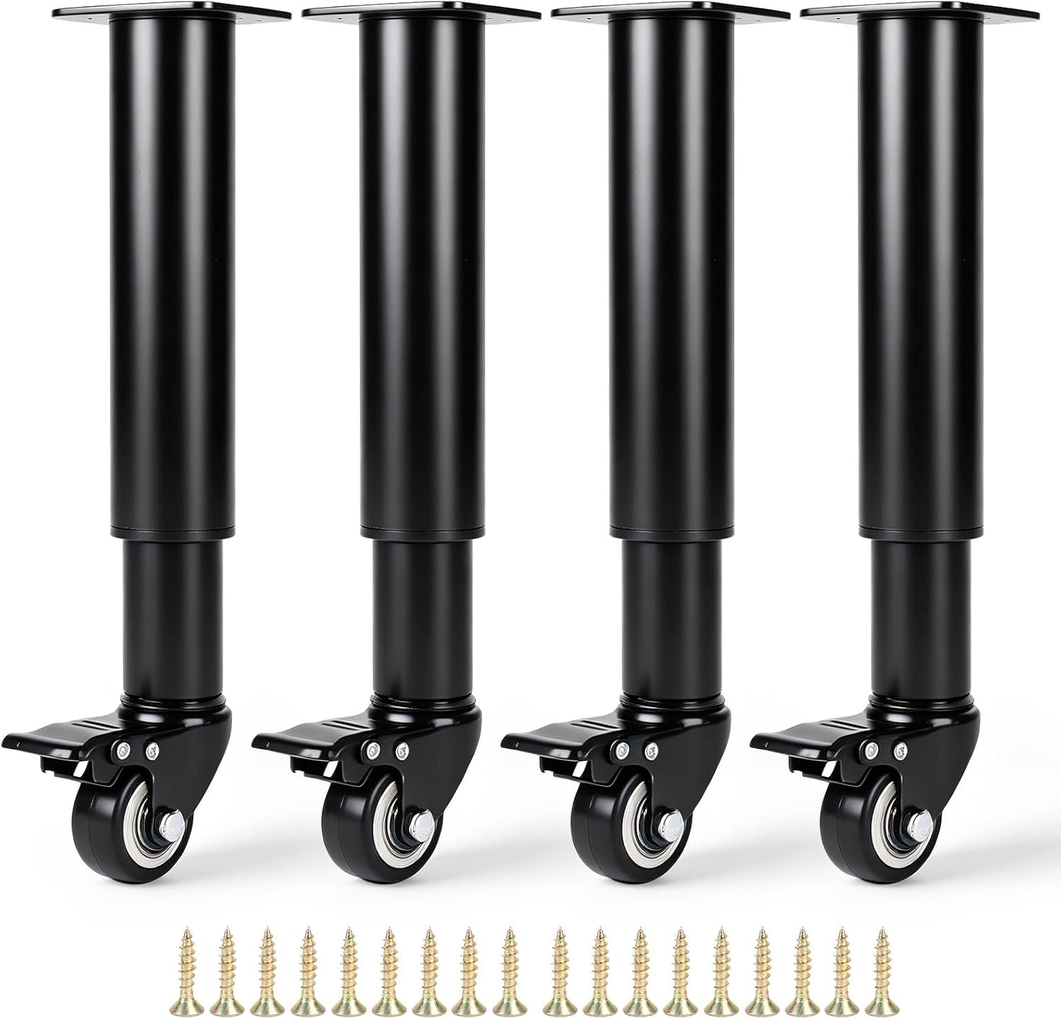 Meubelpoten met wielen - hoogte verstelbaar 24-36 cm - metalen tafelpoten - 360° draaibare wielen voor meubels - ShopVlot