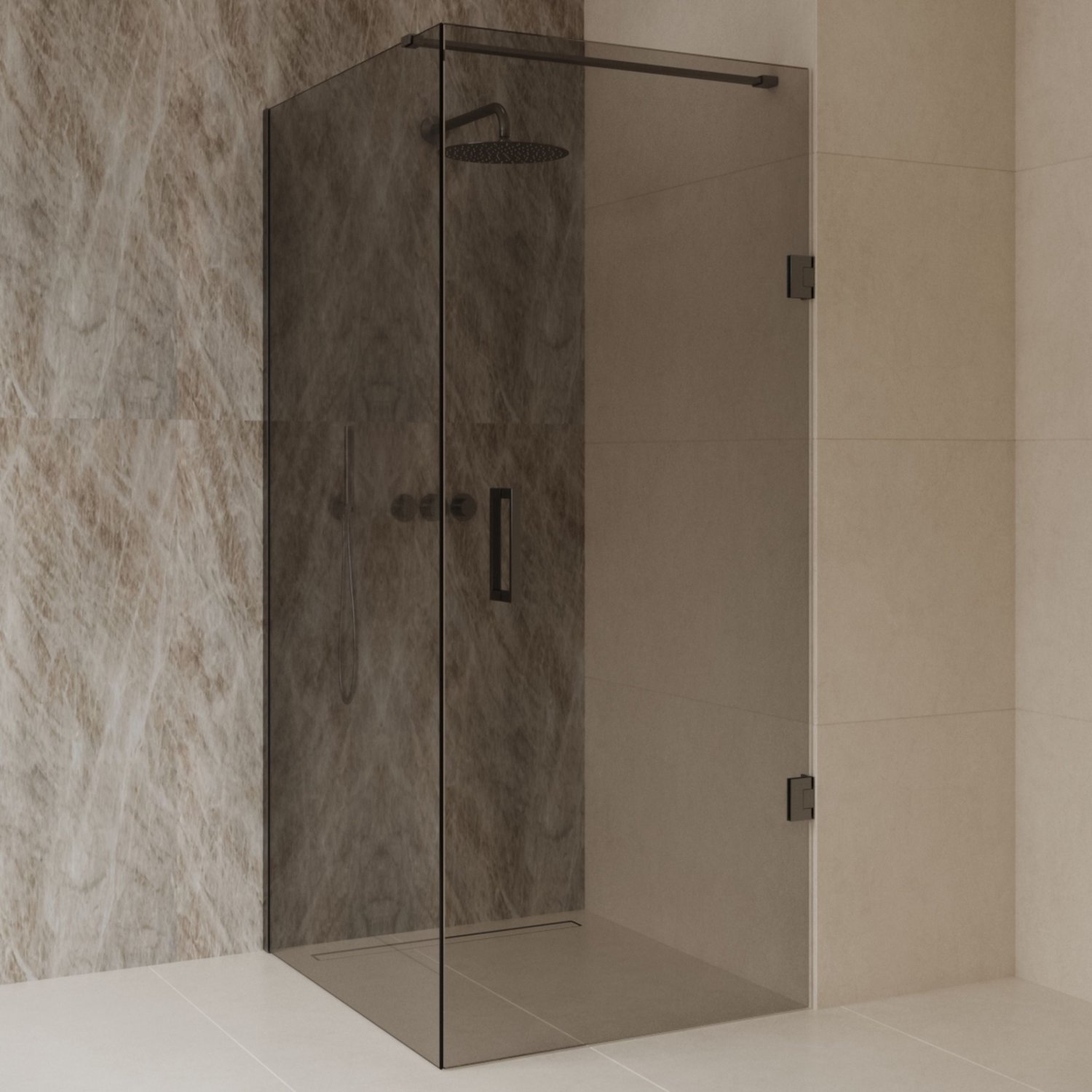 Sanitado Dalis Douchecabine Rookglas Gunmetal Profielen 100x90 cm