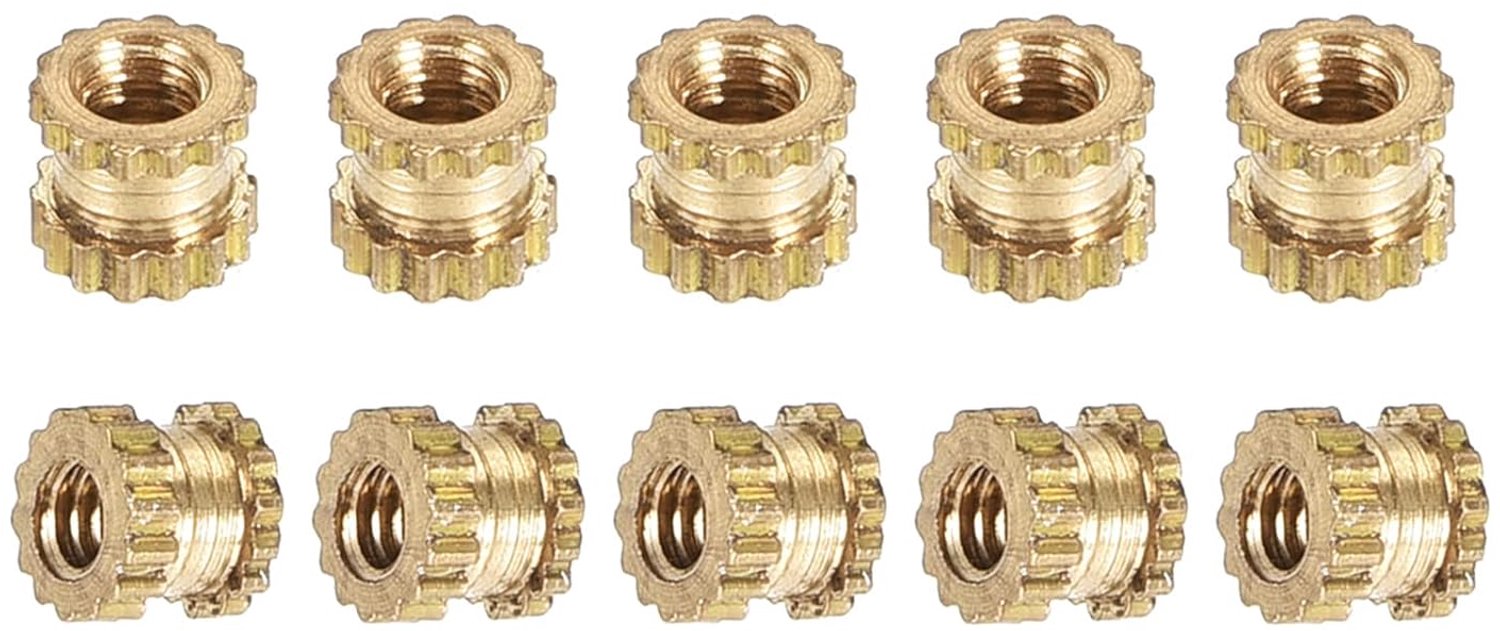 Serrated Insert Nuts M2 x 3 x 3.5 mm - Messing - Robuust en duurzaam - Voor kunststof afdekkappen - ShopVlot