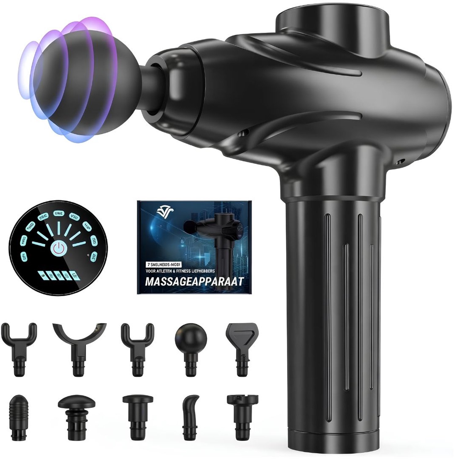 KLS® Massage Gun - Massage Gun Professioneel - Massage Pistool - Zwart - 10cm x 10cm x 10cm